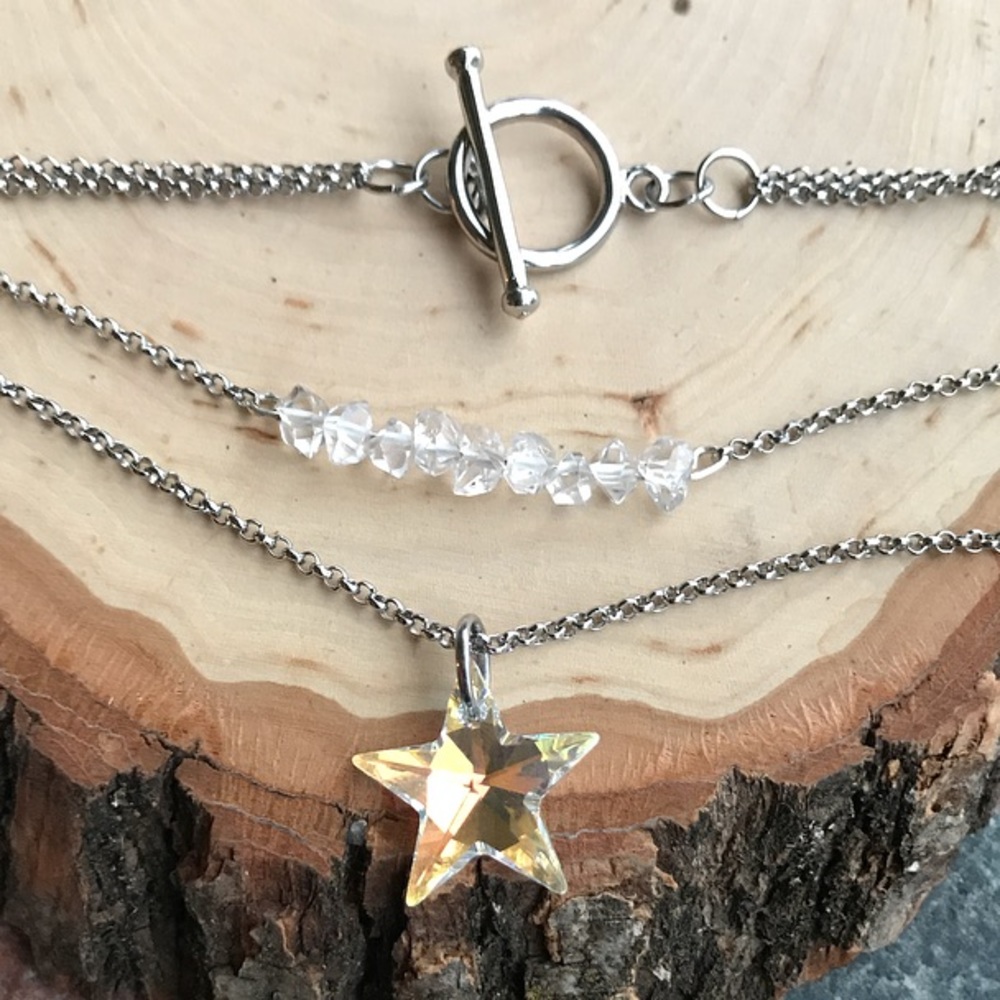 Genuine herkimer diamonds swarovski star necklace - Picture 4 of 8